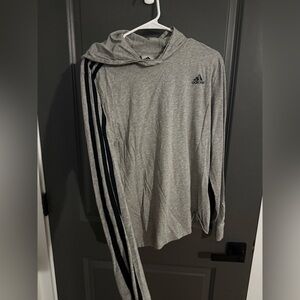 Adidas Heather Gray Hoodie with Black Accents for women